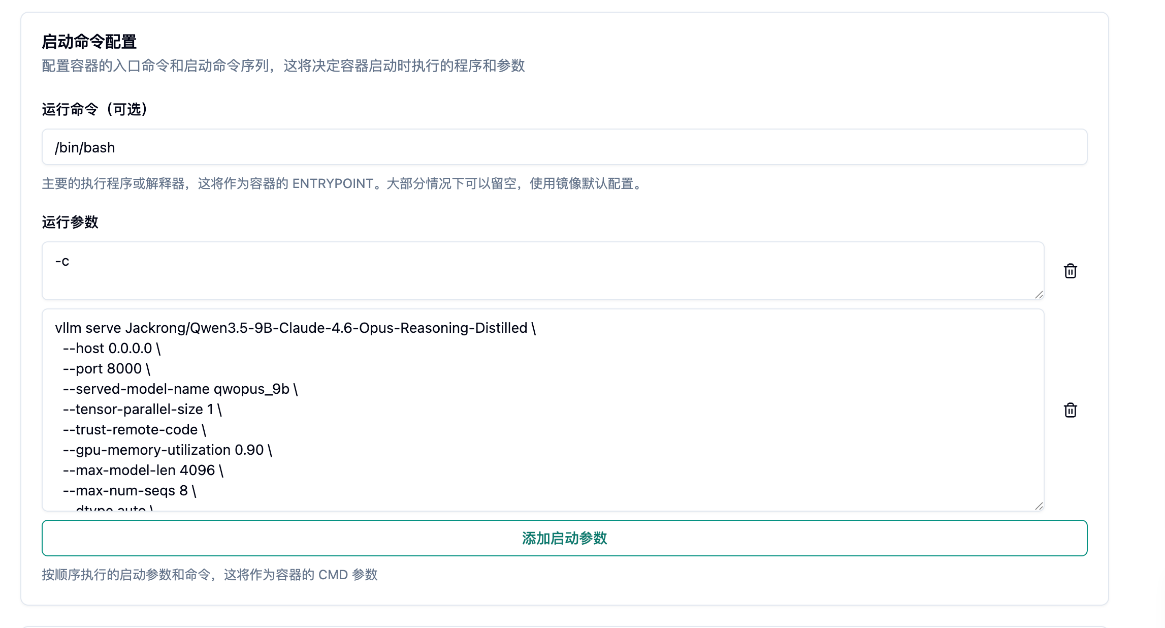 启动命令示意图