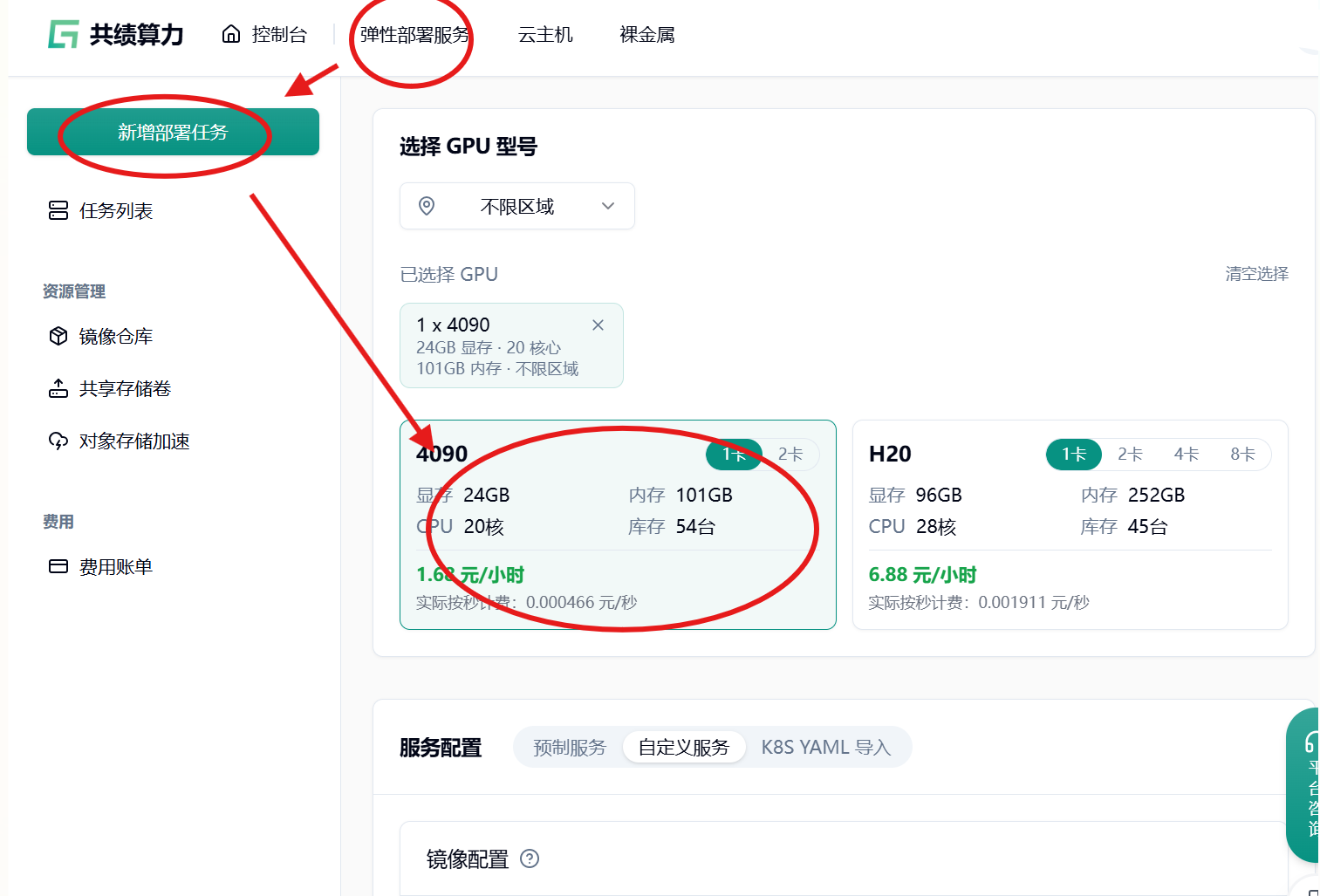 step 1 创建部署任务：示意图