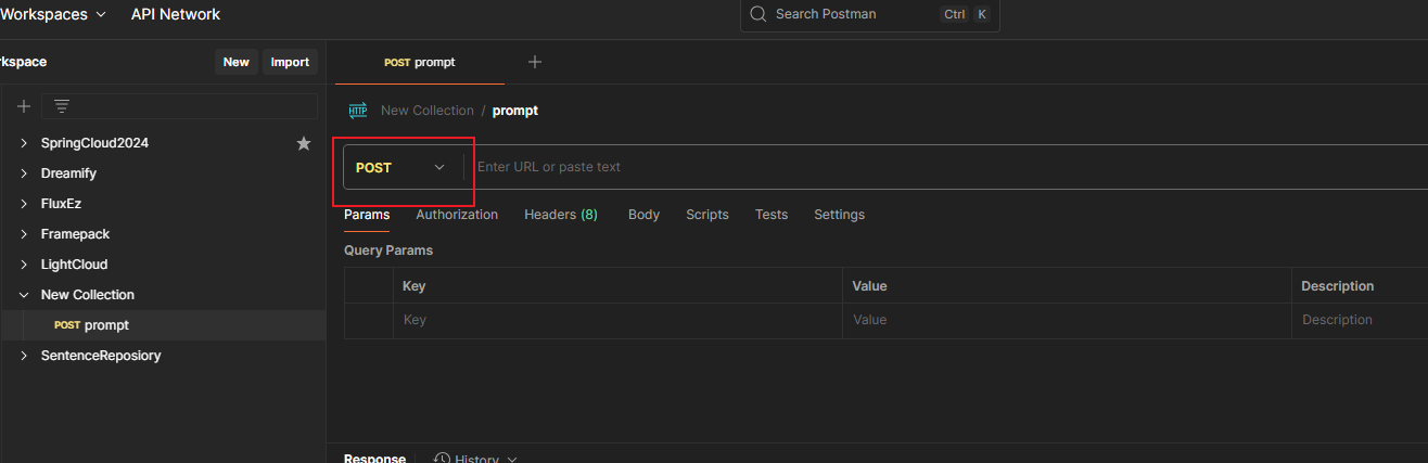 1.7.2 打开 POSTMAN，新建一个 POST 请求示意图